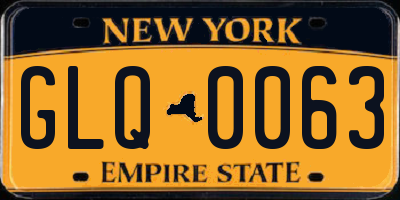 NY license plate GLQ0063