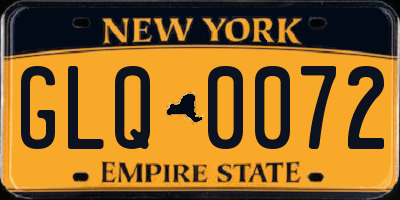 NY license plate GLQ0072