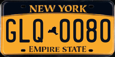 NY license plate GLQ0080
