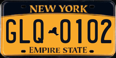 NY license plate GLQ0102