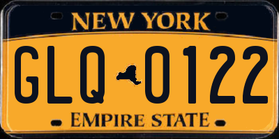 NY license plate GLQ0122