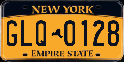 NY license plate GLQ0128