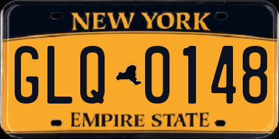 NY license plate GLQ0148