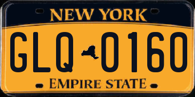 NY license plate GLQ0160