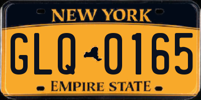 NY license plate GLQ0165