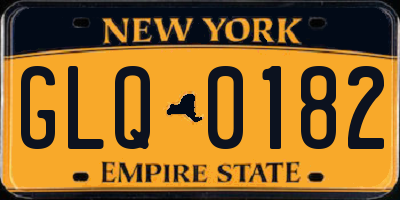 NY license plate GLQ0182