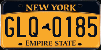 NY license plate GLQ0185