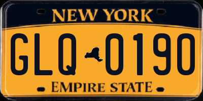 NY license plate GLQ0190