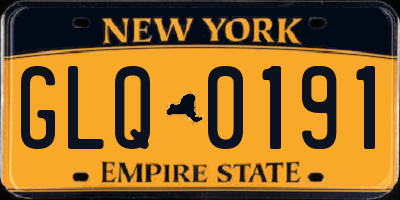 NY license plate GLQ0191