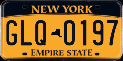 NY license plate GLQ0197