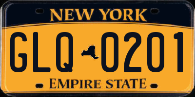 NY license plate GLQ0201