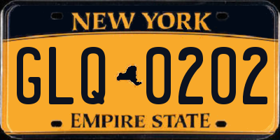 NY license plate GLQ0202