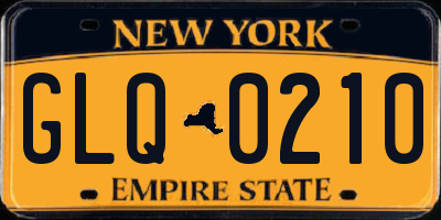 NY license plate GLQ0210