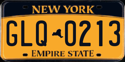 NY license plate GLQ0213