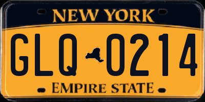 NY license plate GLQ0214