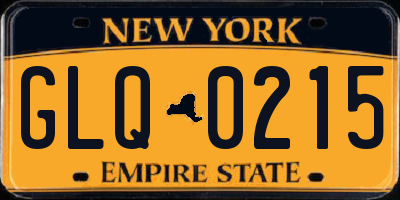 NY license plate GLQ0215