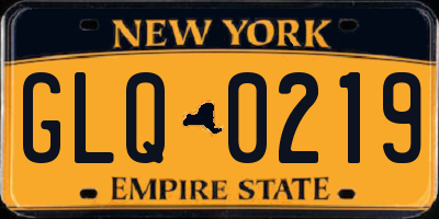 NY license plate GLQ0219