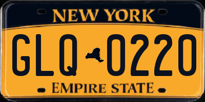 NY license plate GLQ0220