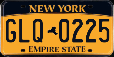 NY license plate GLQ0225