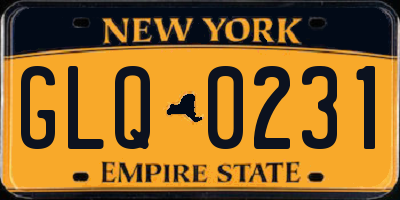 NY license plate GLQ0231