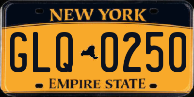 NY license plate GLQ0250
