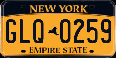 NY license plate GLQ0259