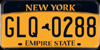 NY license plate GLQ0288