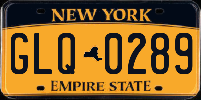 NY license plate GLQ0289