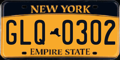 NY license plate GLQ0302