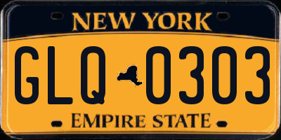 NY license plate GLQ0303