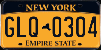 NY license plate GLQ0304