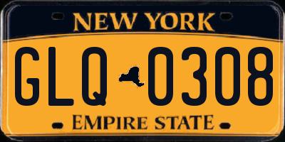 NY license plate GLQ0308