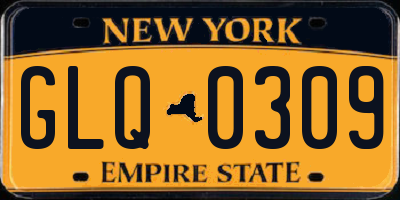 NY license plate GLQ0309