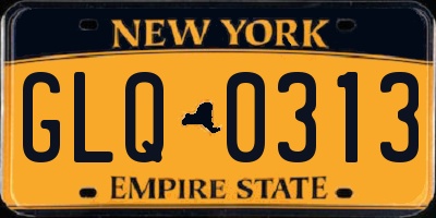NY license plate GLQ0313