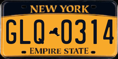 NY license plate GLQ0314