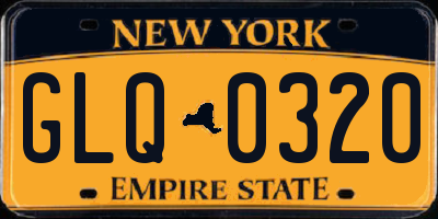 NY license plate GLQ0320