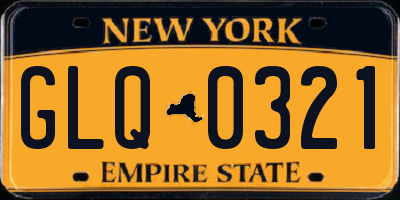 NY license plate GLQ0321