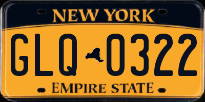 NY license plate GLQ0322