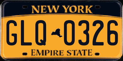 NY license plate GLQ0326