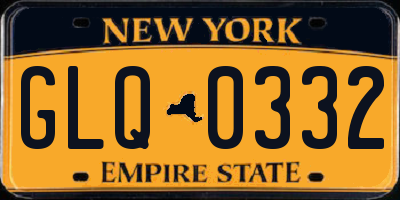 NY license plate GLQ0332