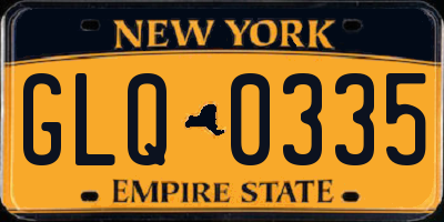 NY license plate GLQ0335