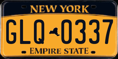 NY license plate GLQ0337