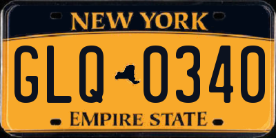 NY license plate GLQ0340