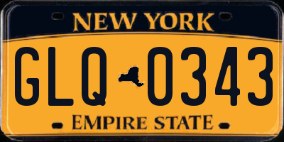 NY license plate GLQ0343