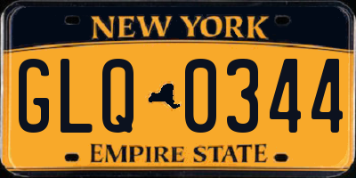 NY license plate GLQ0344