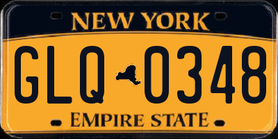 NY license plate GLQ0348