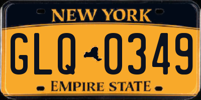 NY license plate GLQ0349