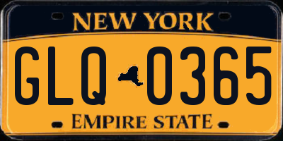 NY license plate GLQ0365