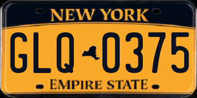 NY license plate GLQ0375