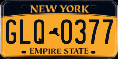 NY license plate GLQ0377